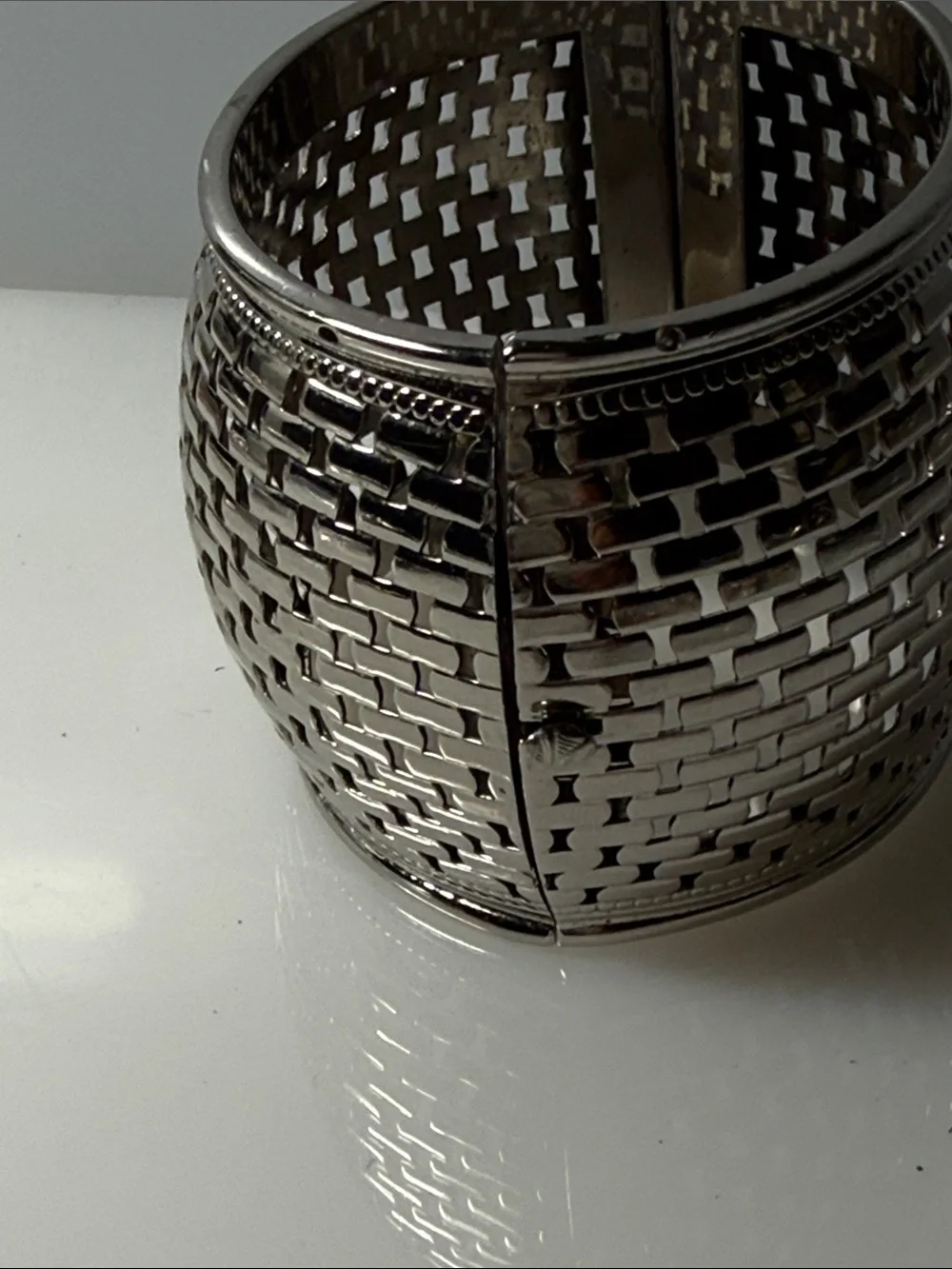 Whiting & Davis Vintage Modernist Hinged Cuff Bracelet